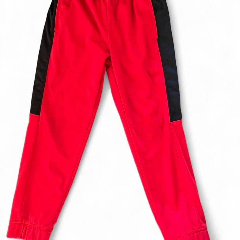 Athletic Boys Red Black and White Striped Track Pants Size M